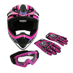 Youth Full Face Motocross Helmet for Kids - Rose Red