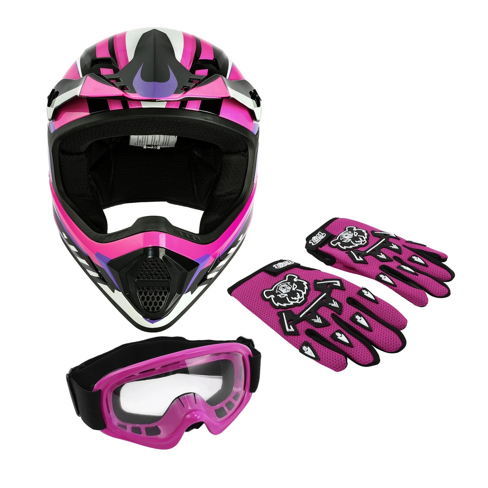 Youth Full Face Motocross Helmet for Kids - Rose Red