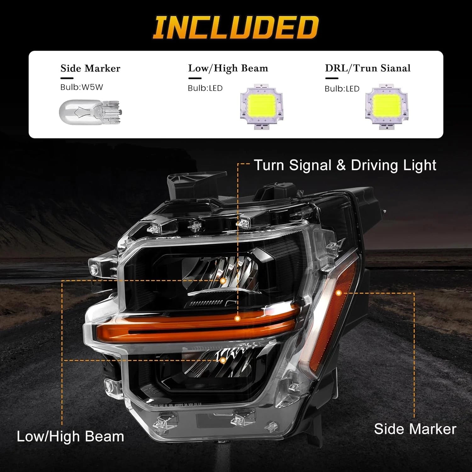 LED Headlight Reflector for Ford F-150 (2024–2025) w/o Module Driver Left