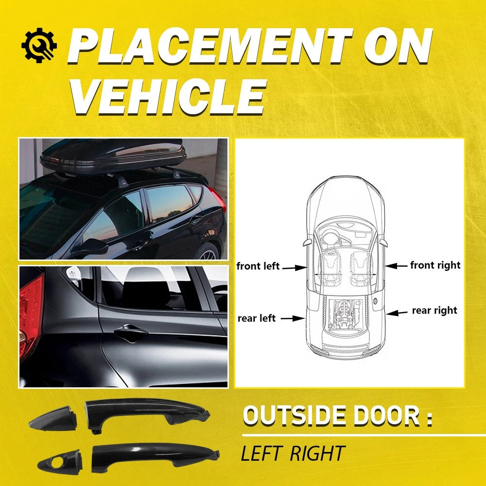 Outer Exterior Door Handle Set for Hyundai Accent (2012–2017)