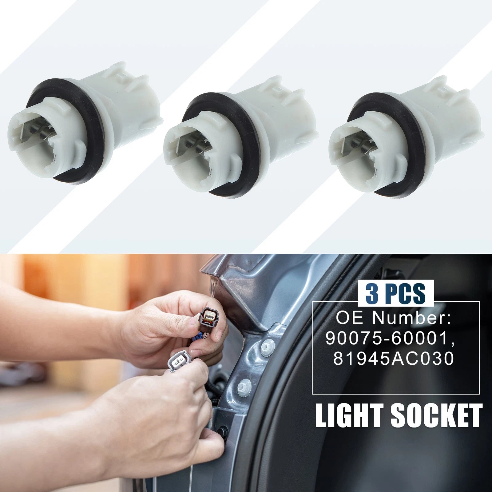 3X Turn Signal Light Bulb Socket Holder 90075-60001 for Toyota Camry (2007–2015)