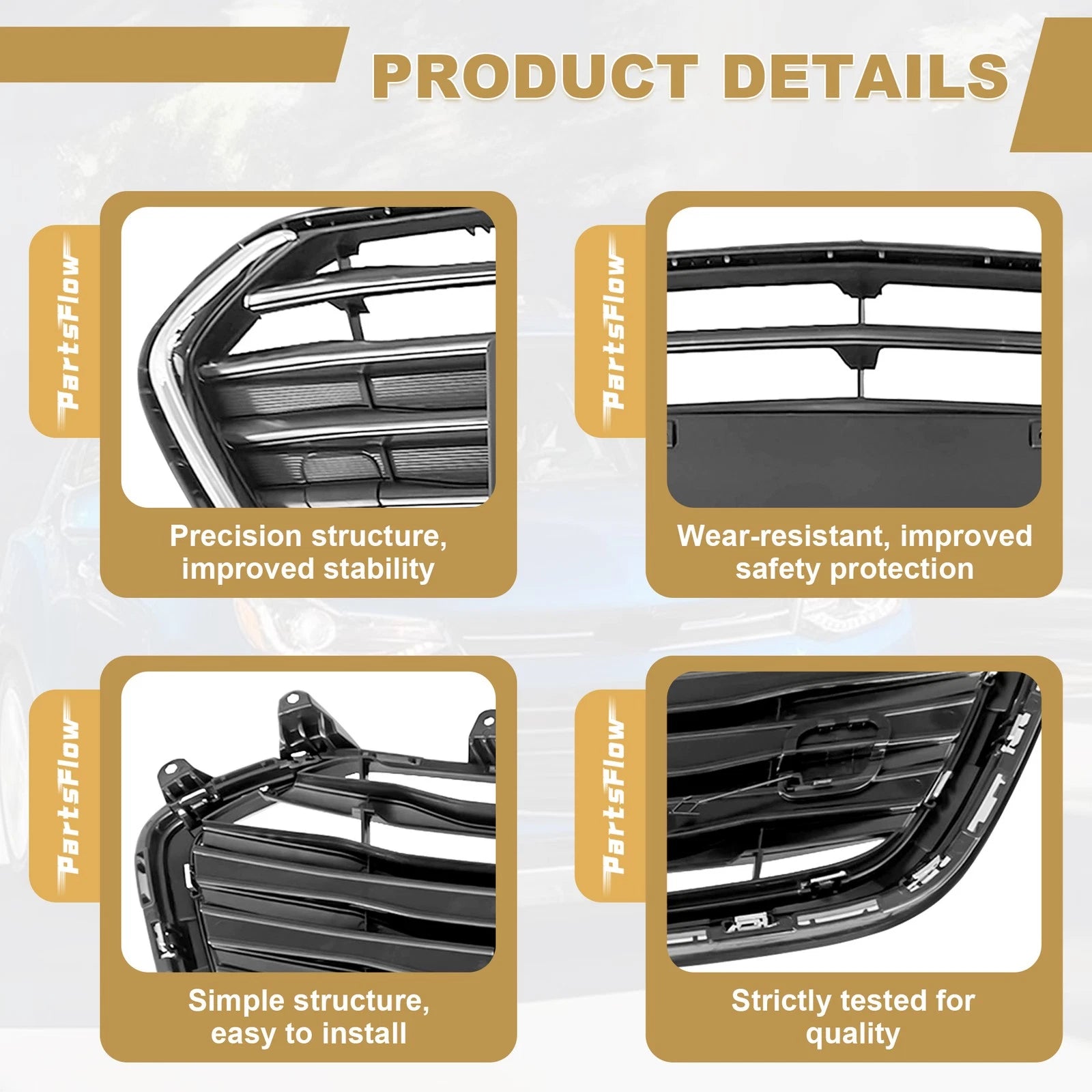Black and Chrome Bumper Grille for Chevrolet Trax (2017–2020)