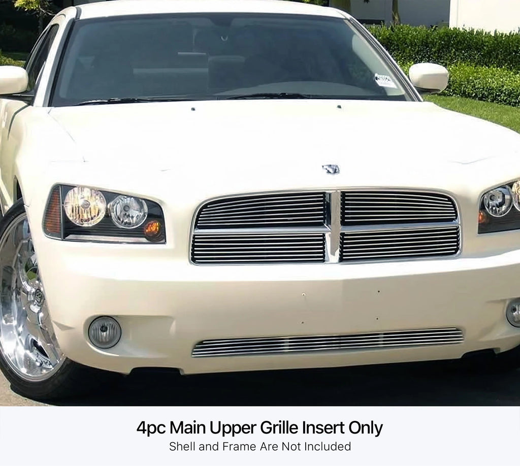 Honeycomb Style Upper Chrome Billet Grill Insert for Dodge Charger (2005-2010)