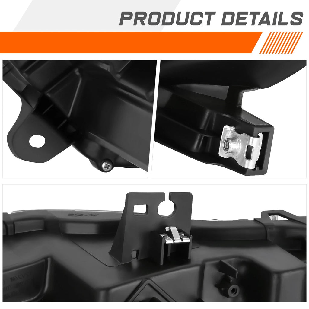 Projector Headlights for Chevy Silverado 2500HD/3500HD (2015–2019) Black/Clear