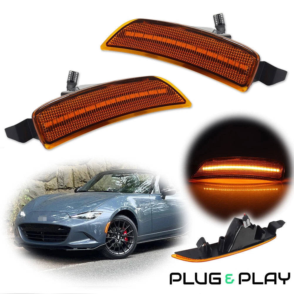 2X OE-Style Amber Front Side Marker Lights for Mazda MX-5 Miata