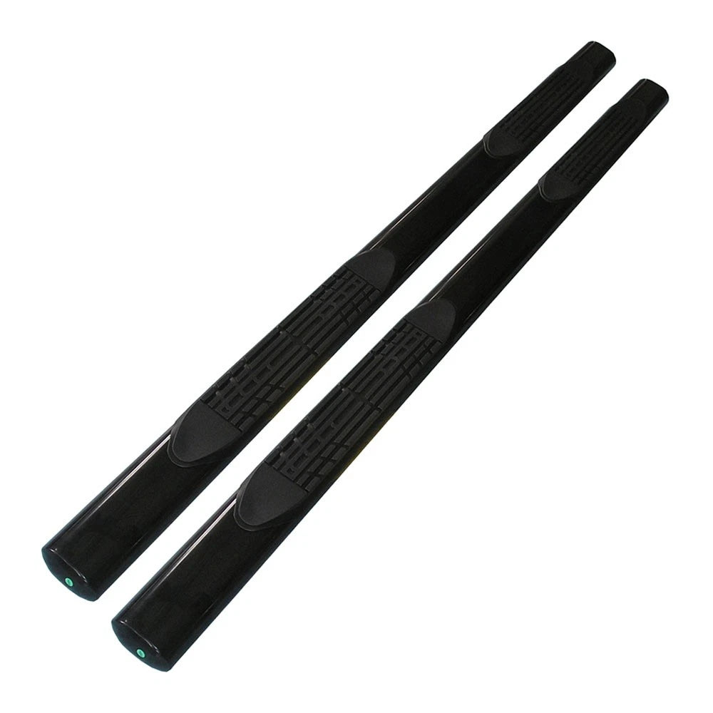 Black 4in Oval Strght w/2 Pads Step Nerf Bar for 2015-19 Colorado/Canyon Ext Cab