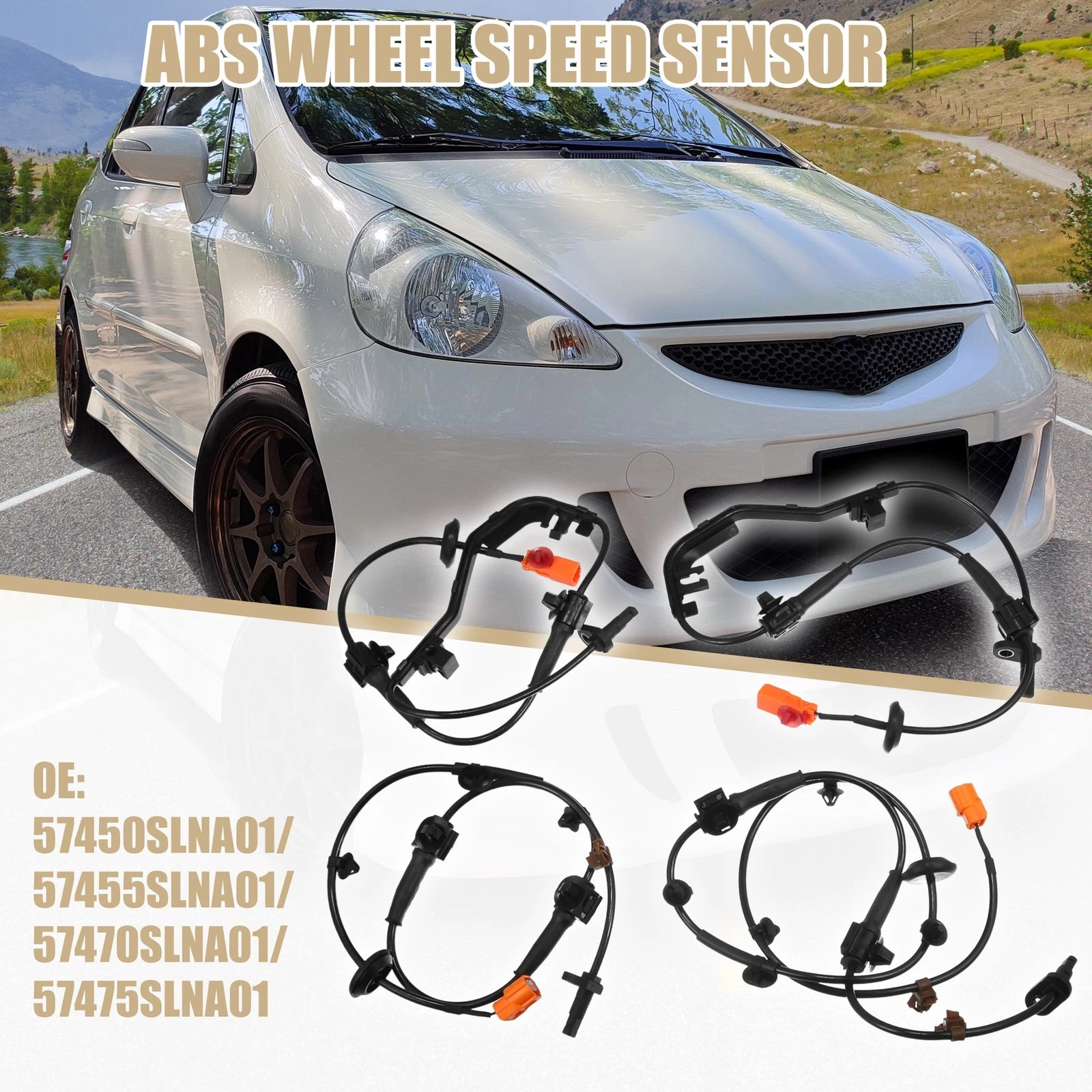 Set of 4 ABS Sensors No. 57450SLNA01 for Honda Fit (2007–2008)