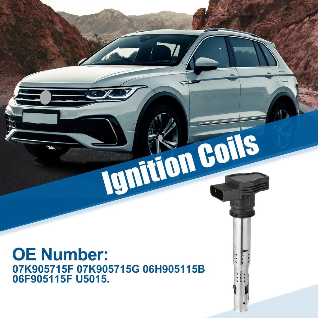 Ignition Coil Set of 2 for VW Audi 1.8L 2.0L 2.0TSI Turbo 2.5L (07K905715F, 07K905715G)