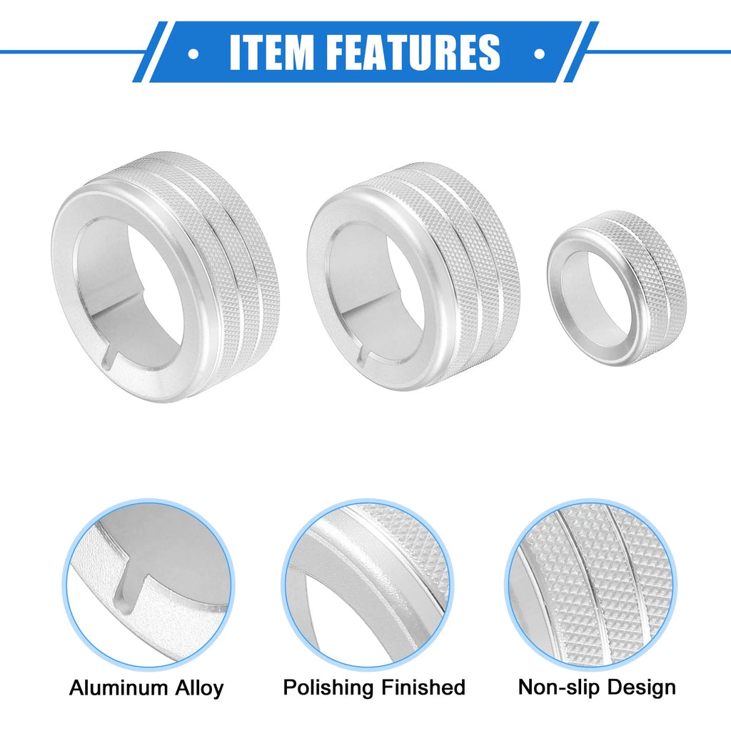 Set of 5 AC Climate Control Knob Rings for Toyota 4Runner (2010–2022) Silver Tone