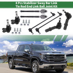 8 Pcs Suspension Kit for GMC  - Inner Outer Tie Rod Ends, Sway Bar Link, Ball Joint