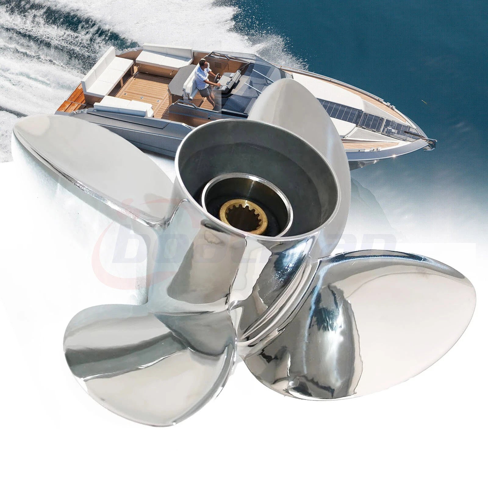 4-Blade Stainless Boat Propeller 13 1/2x13-RH for Suzuki DF 40-140HP