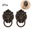2Pcs Antique Lion Head Cabinet Drawer Pull Handle Knob
