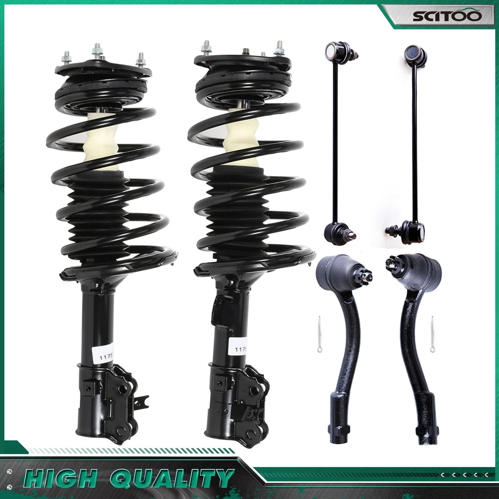 Set of 2 Front Struts & Sway Bar Outer Tie Rods for Hyundai Accent (2006–2011)