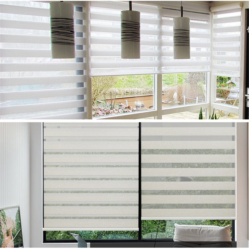 White Zebra Roller Blind Shade for Day and Night Windows