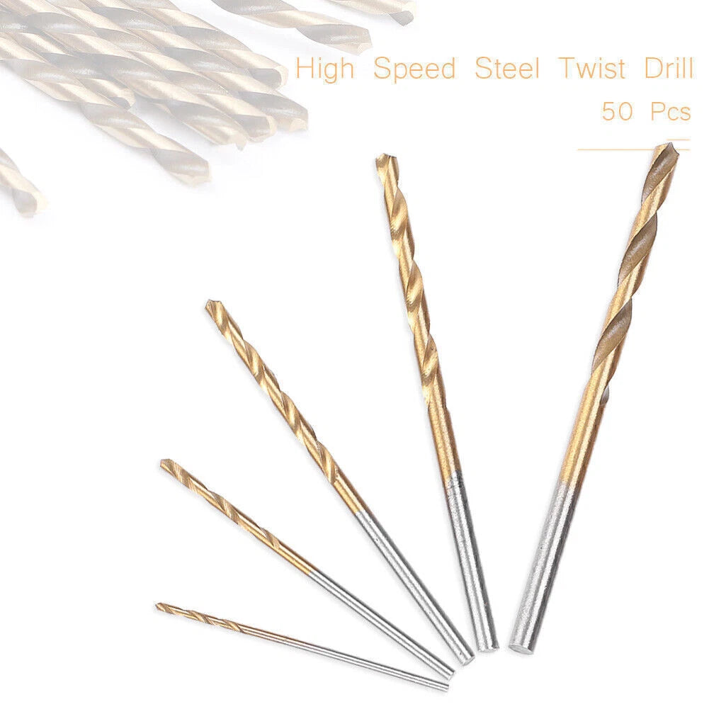 50 PCS HSS Cobalt Twist Drill Bits for Hard Metal Stainless Steel (1mm-3mm)