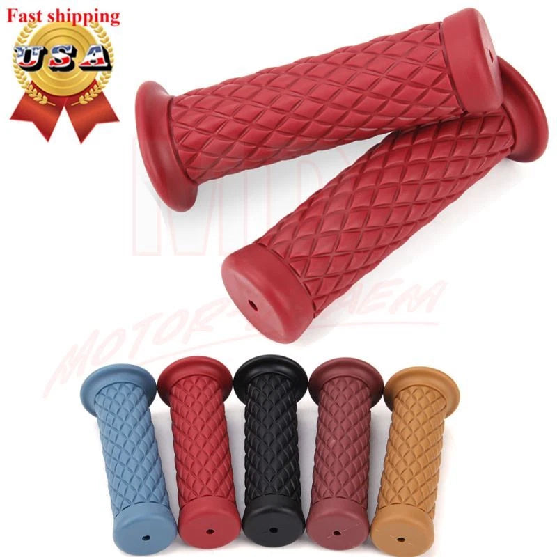 7/8" Rubber Handlebar Grips for Motorcycle Bike Cafe Racer ATV (Fits Various)