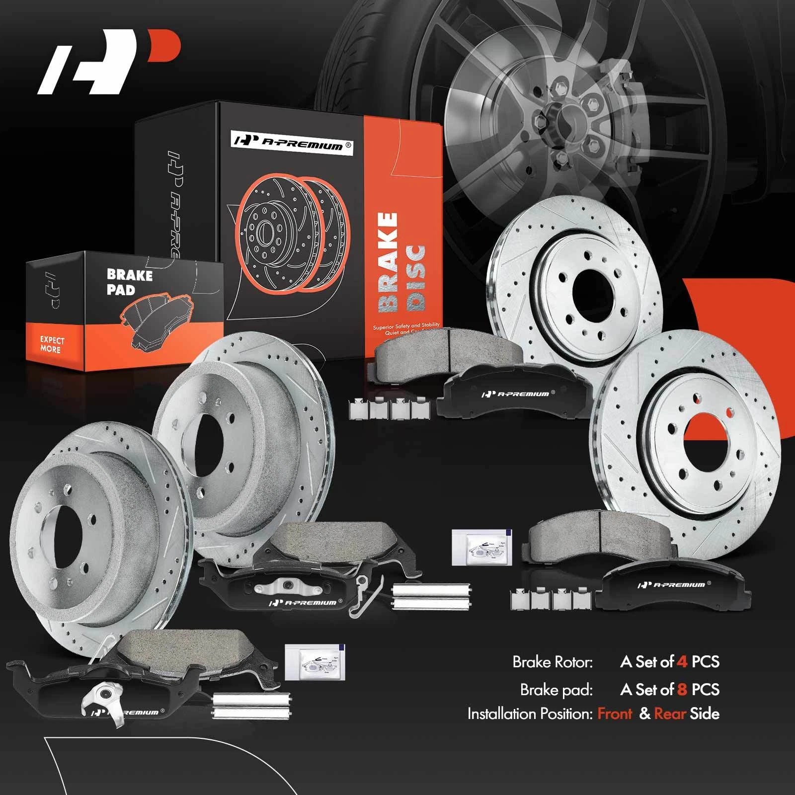 Set of Drilled Rotors & Brake Pads for Ford F-150 (2010–2011)