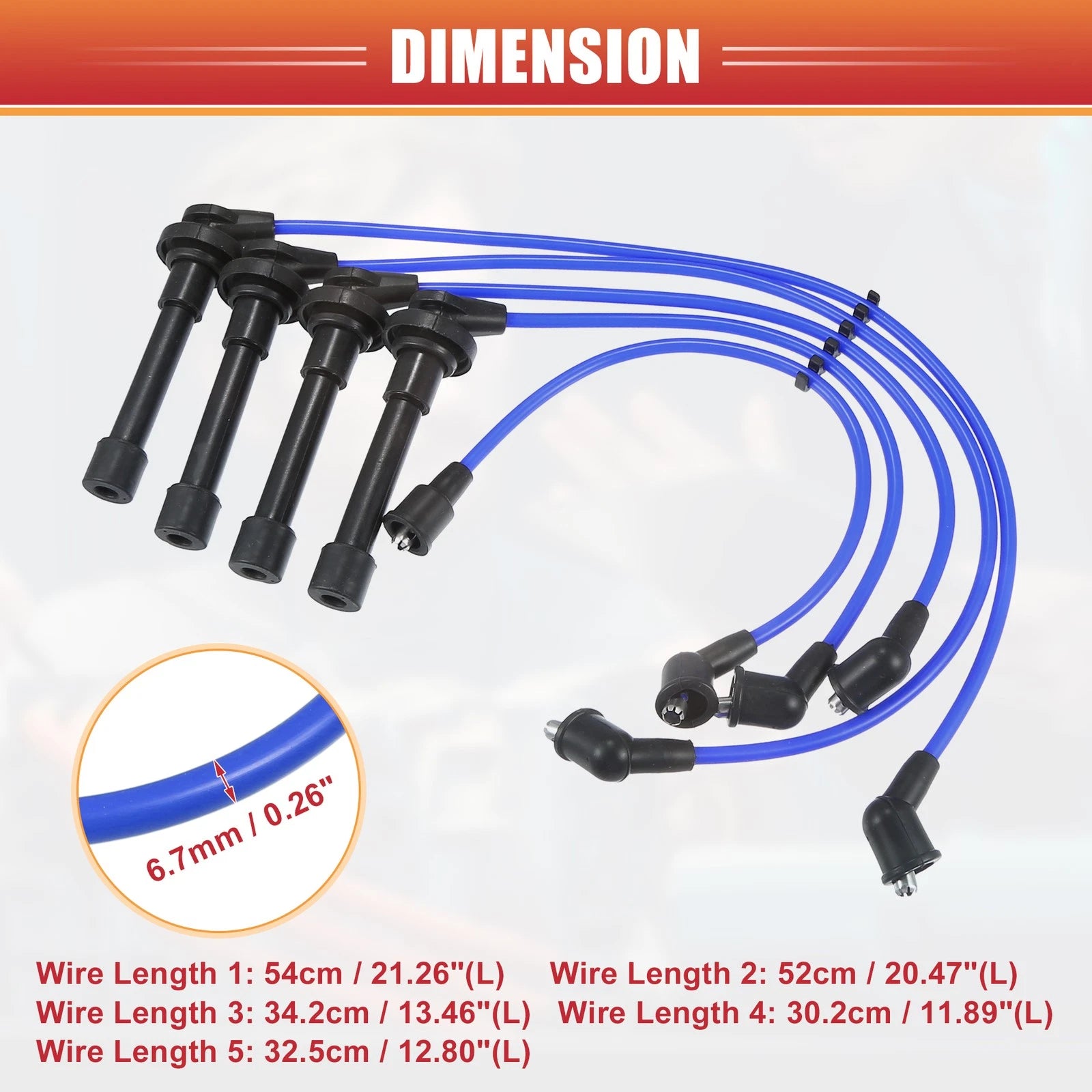 5pcs Spark Plug Wire Ignition Coil Cable No. 2245065Y25 for Nissan Sentra (1991–1994)