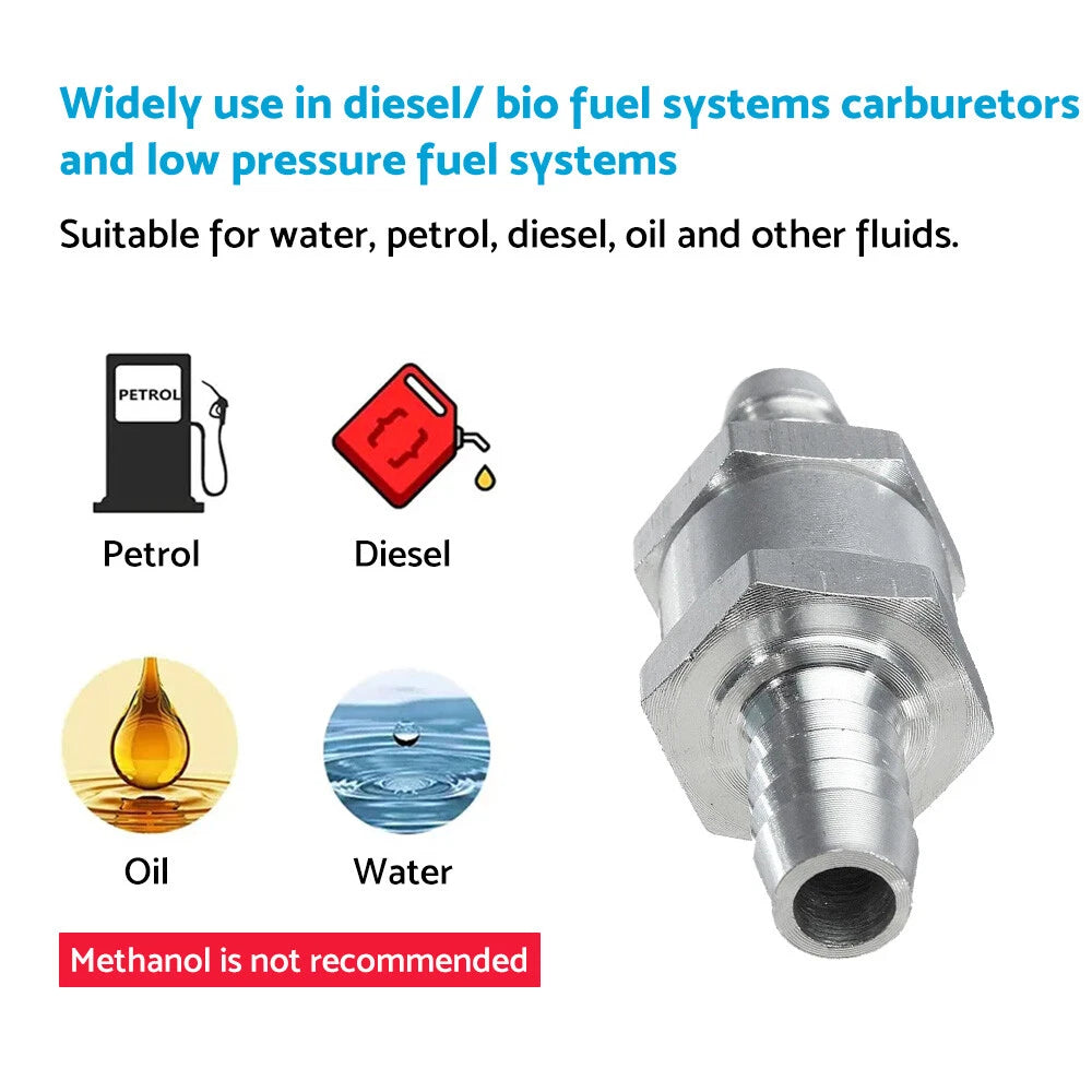 2X 3/8" 10mm Inline Check Valve for Fuel Petrol Diesel Liquid