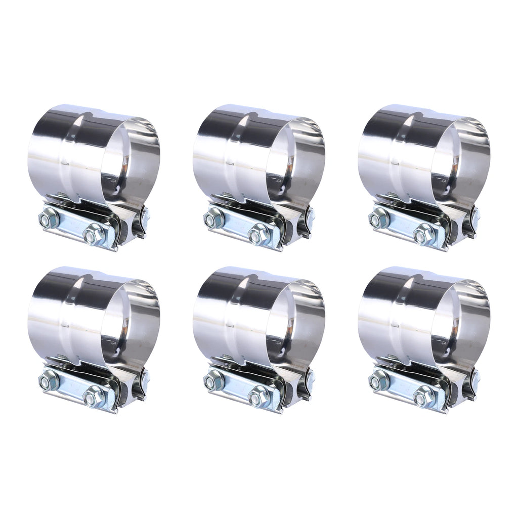 6Pcs 3" Stainless Exhaust Band Clamp Step Clamps for Catback Muffler Pipe