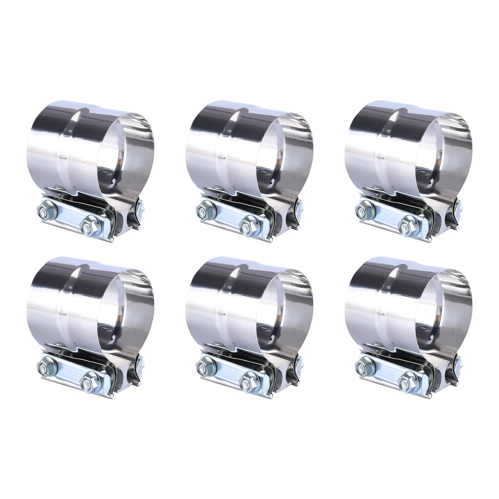 6Pcs 3" Stainless Exhaust Band Clamp Step Clamps for Catback Muffler Pipe