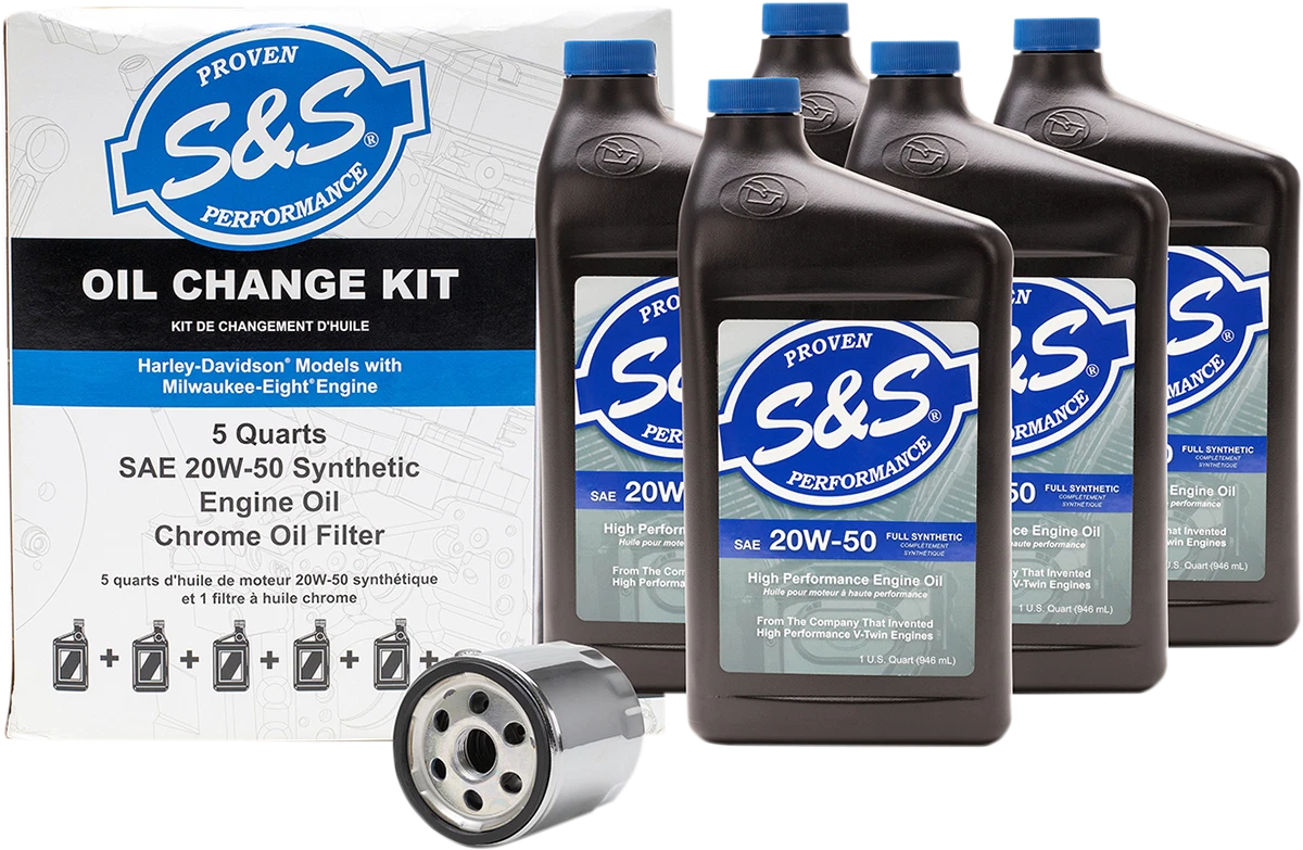 S&S Cycle Oil Change Kit for M8 (218945) - Black Filter, 5 Quarts