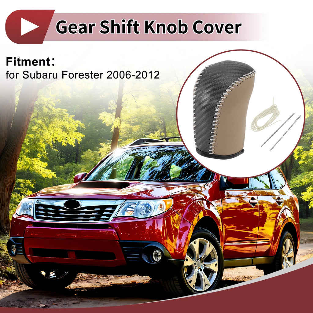 1 Pc Gear Shift Knob Cover for Subaru Forester (2006–2012) Beige Faux Leather