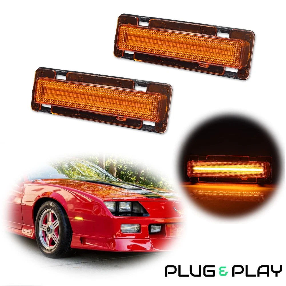 Yellow Amber LED Front Side Marker Lights for Pontiac Firebird (1982–1992)
