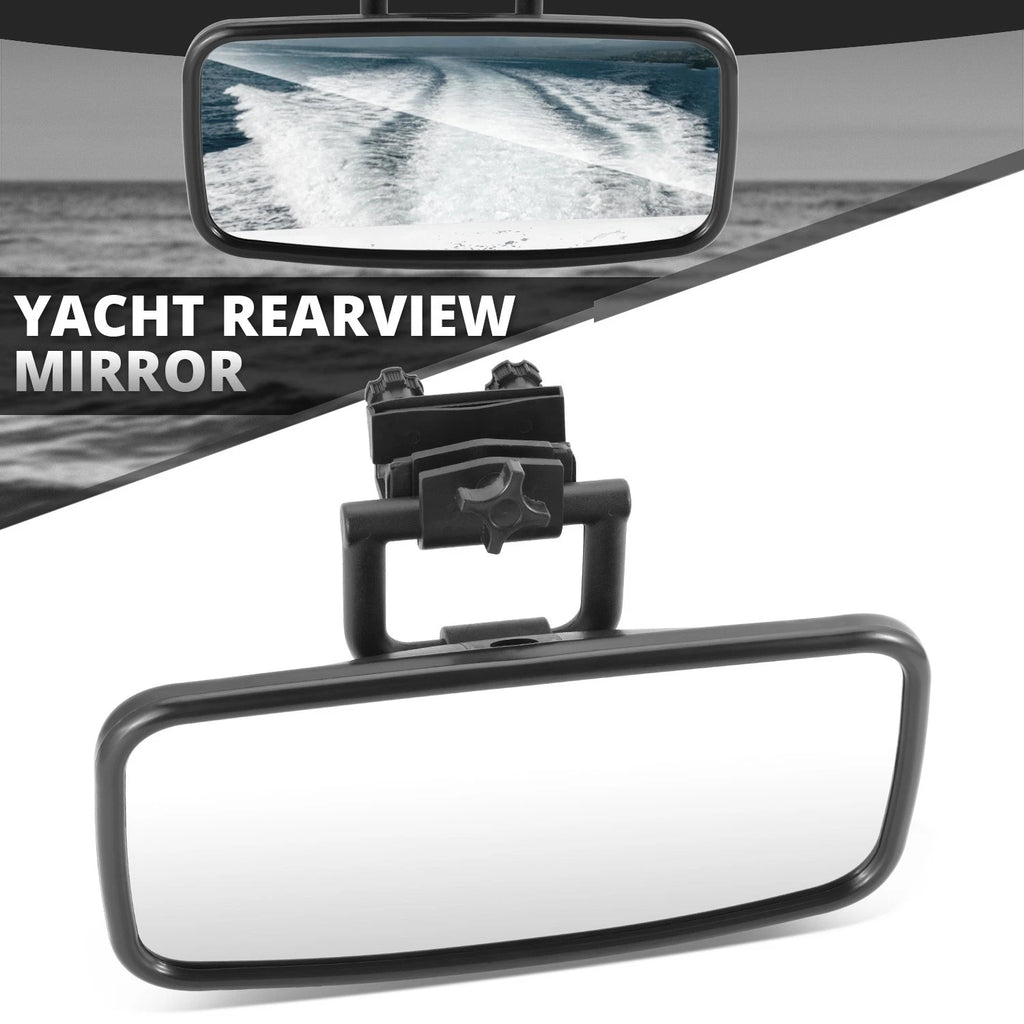 Rearview Mirror Cover Clamp for Universal Yacht (Black ABS, White Glass)