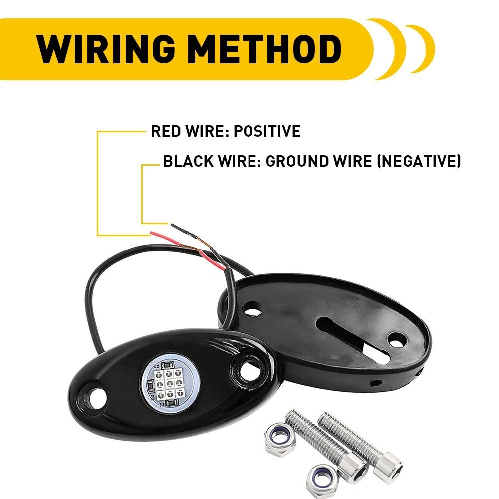 9-LED Underbody Underglow Rock Lights for Jeep (Off-road, Truck, UTV, ATV)