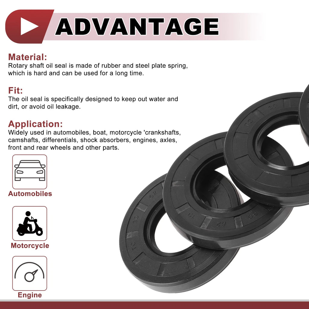 Set of 5 Rotary Shaft Oil Seals 30x62x10mm Nitrile Rubber 672668828571
