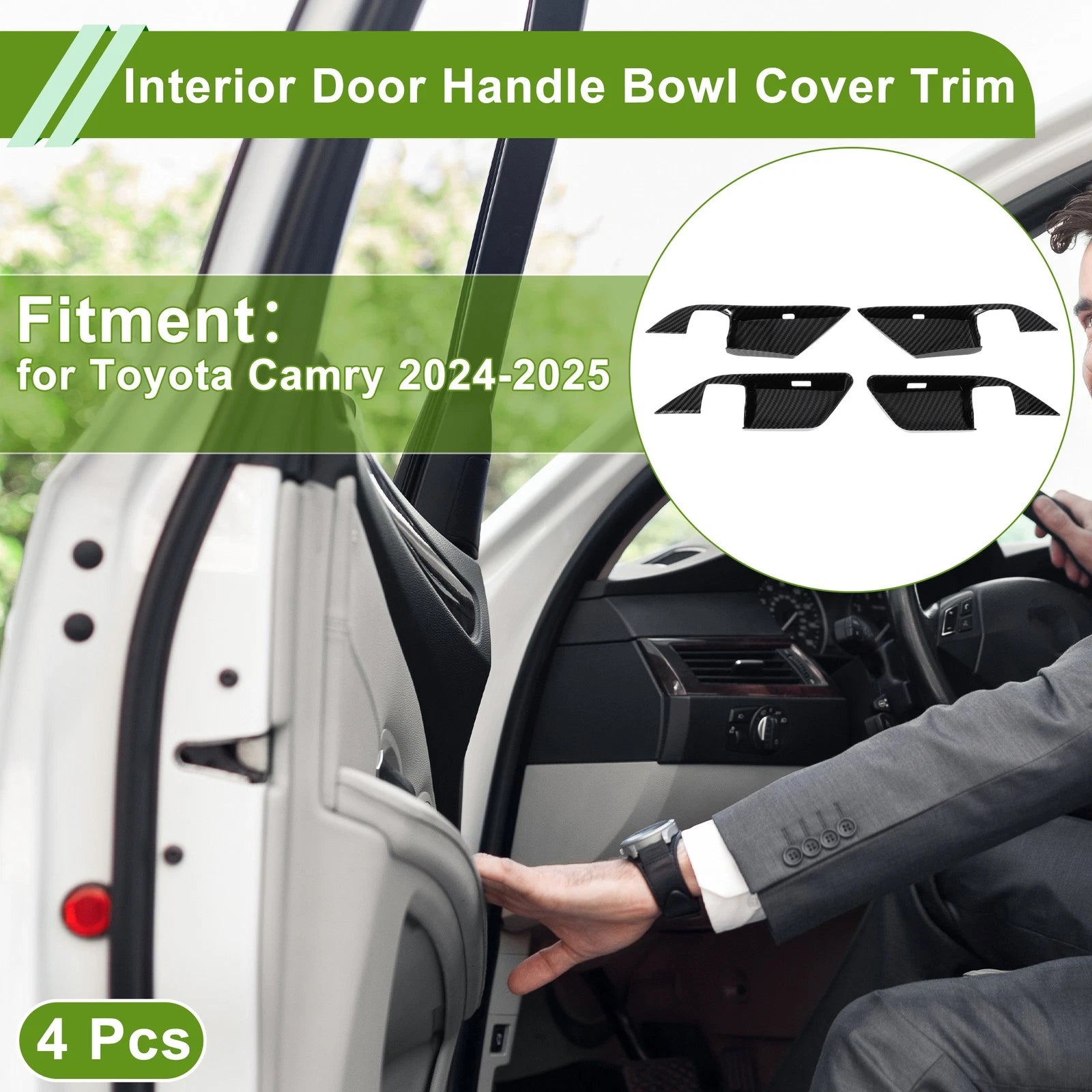 Set of 4 Interior Door Handle Bowl Cover Trim for Toyota Camry (2024–2025)