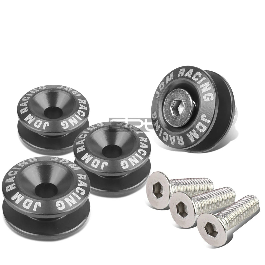 Set of 4 Gun Metal Aluminum Quick Release Fasteners for Car Bumper/Fender/Trunk