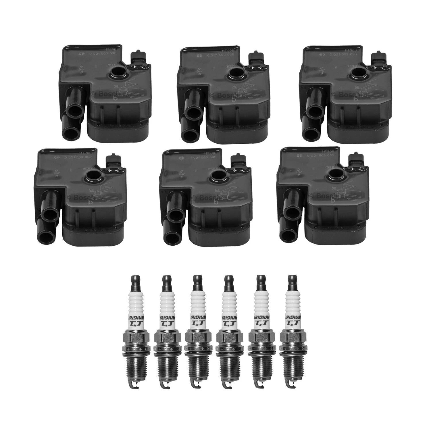 Set of 6 Ignition Coils & Spark Plugs for Accord W203 W211 V6