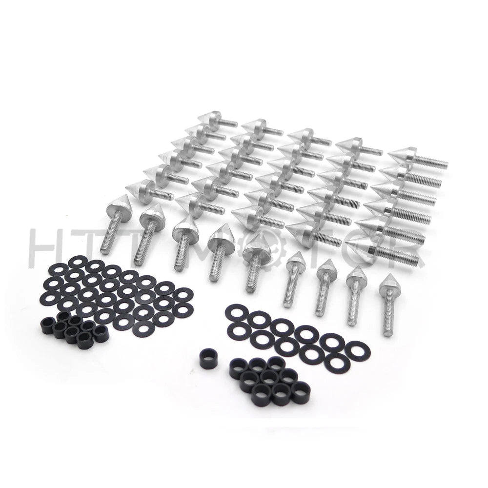 Set of 10 Spike Fairing Bolts for Yamaha YZF R6 (2003–2007) - Silver