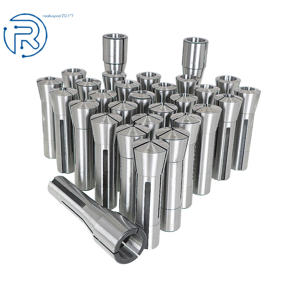 29Pcs Spring Collet Set for R8 (Fractional 1/32"-1")