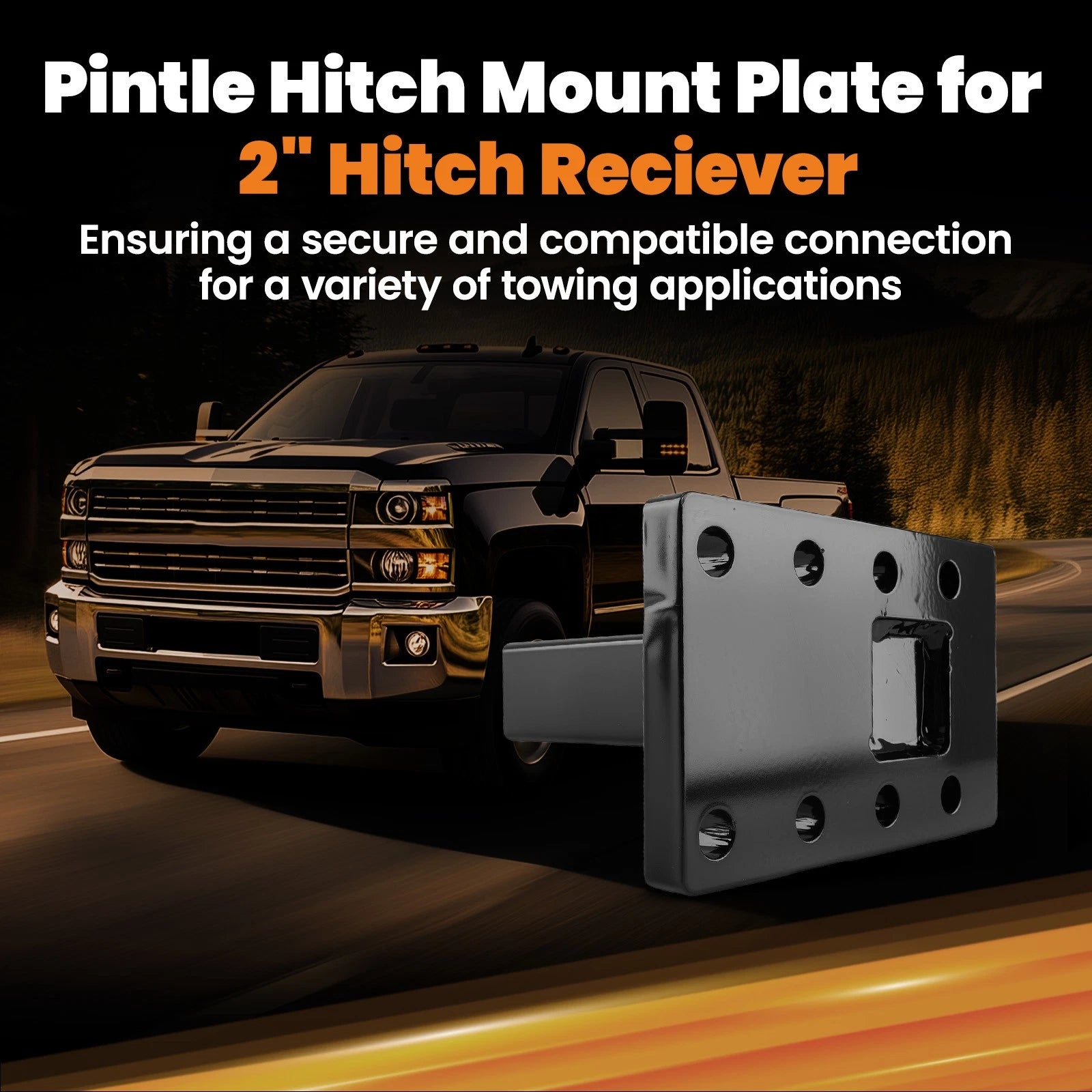 Adjustable Pintle Hitch Mount for 2" Hitch Receiver (20000 lbs, Steel)