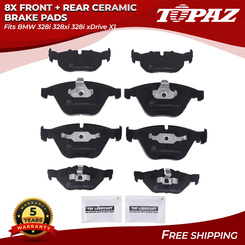 8X Ceramic Brake Pads for BMW 328i 328xi 328i xDrive X1 (2007–2015)