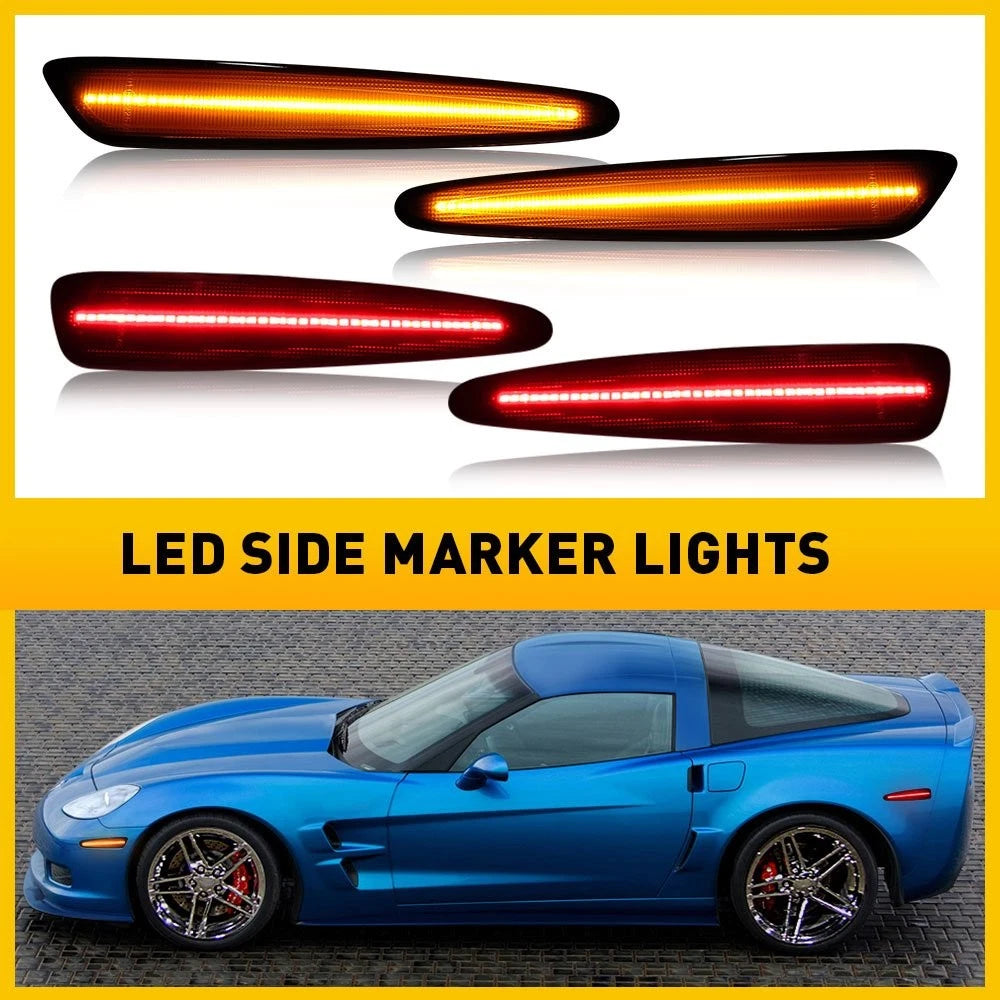 4X Amber Red Front Rear Marker Light for Chevrolet Corvette C6 (2005–2013)