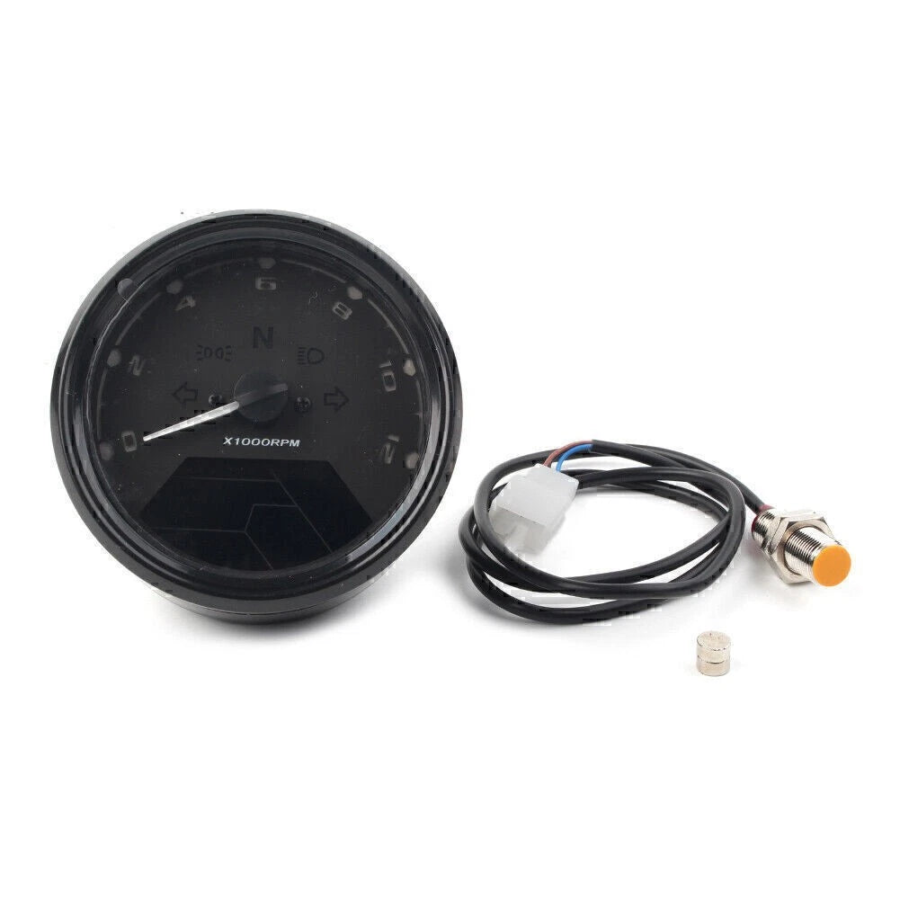 LCD Digital Motorcycle Odometer Speedometer Tachometer Gauge 12000RPM