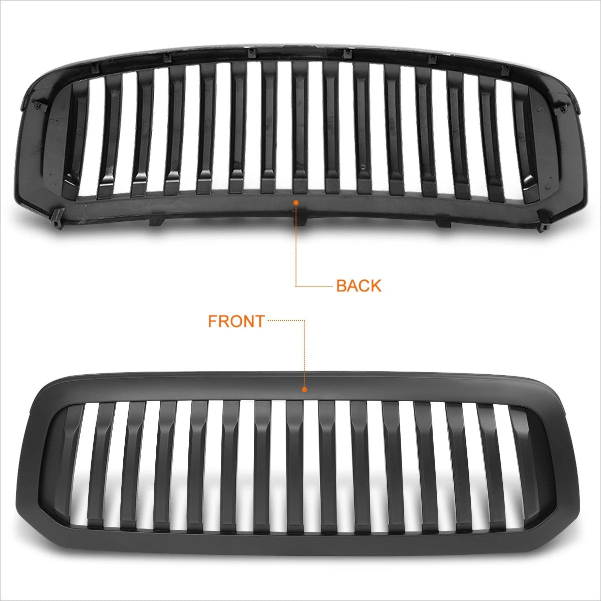 Matte Vertical Fence Front Bumper Hood Grille for Ram 1500 (2013–2019)