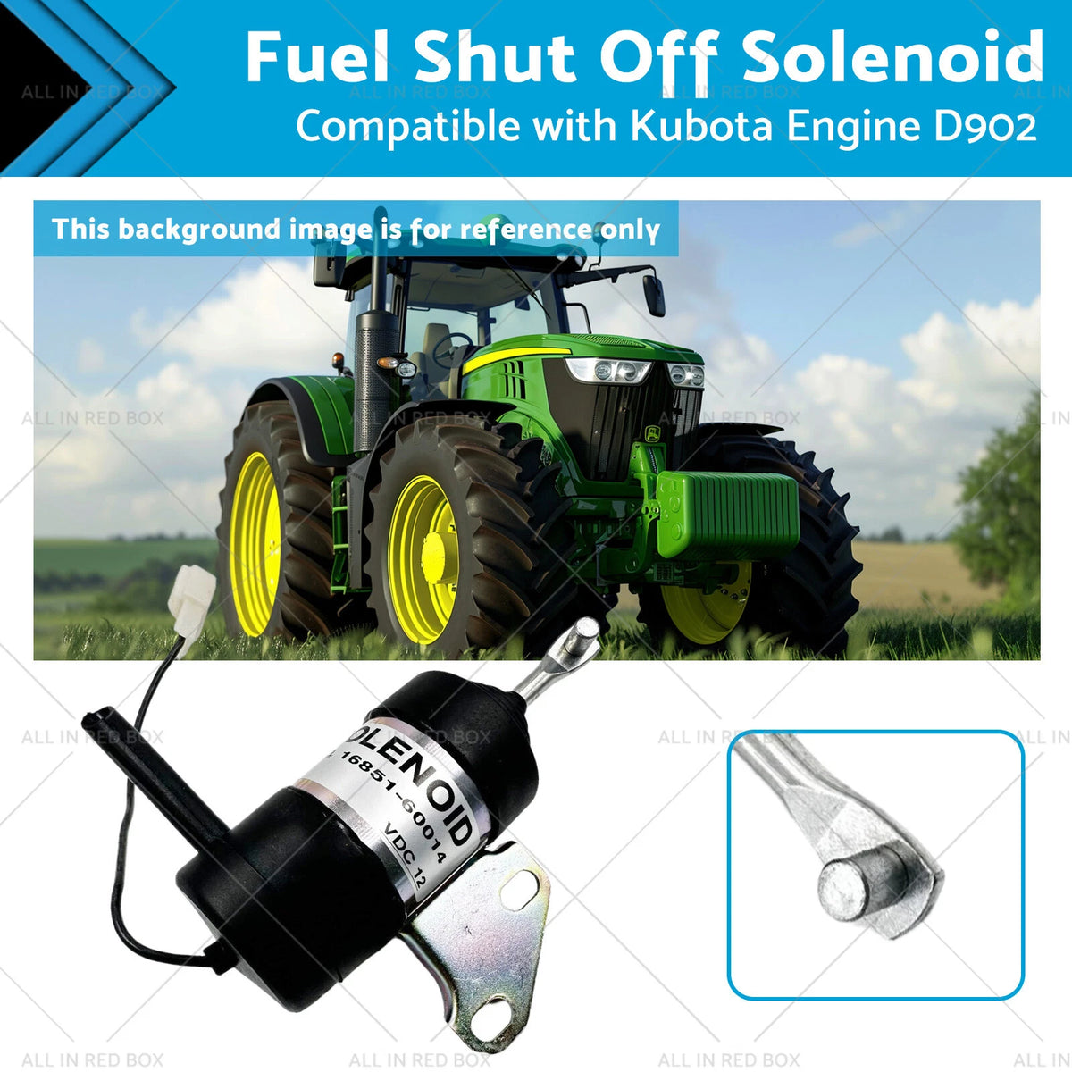Fuel Shut Off Solenoid for Kubota BX2230D (D902) (16851-60014, 052600-453)
