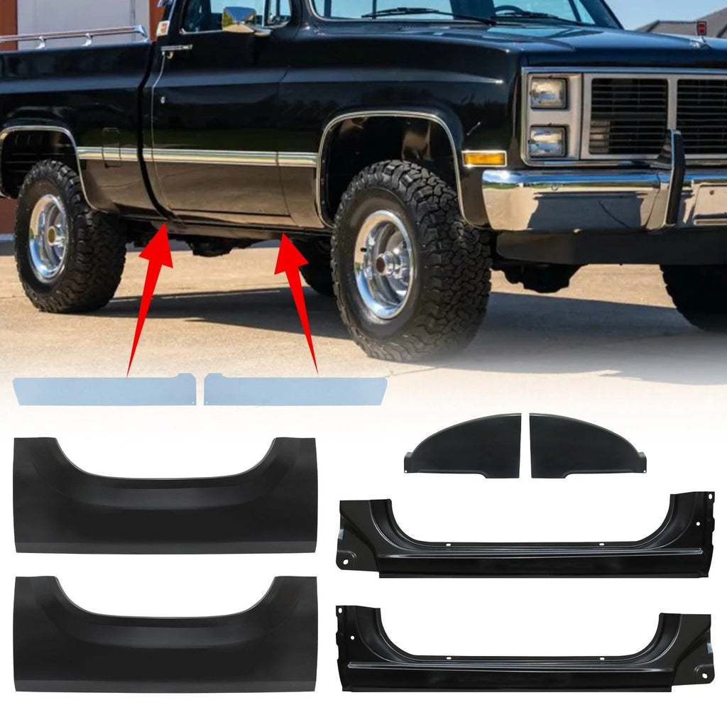 8PCS Rocker Panels & Cab Corner for Chevy C10 K10 / GMC C1500 K1500 (1973–1987)