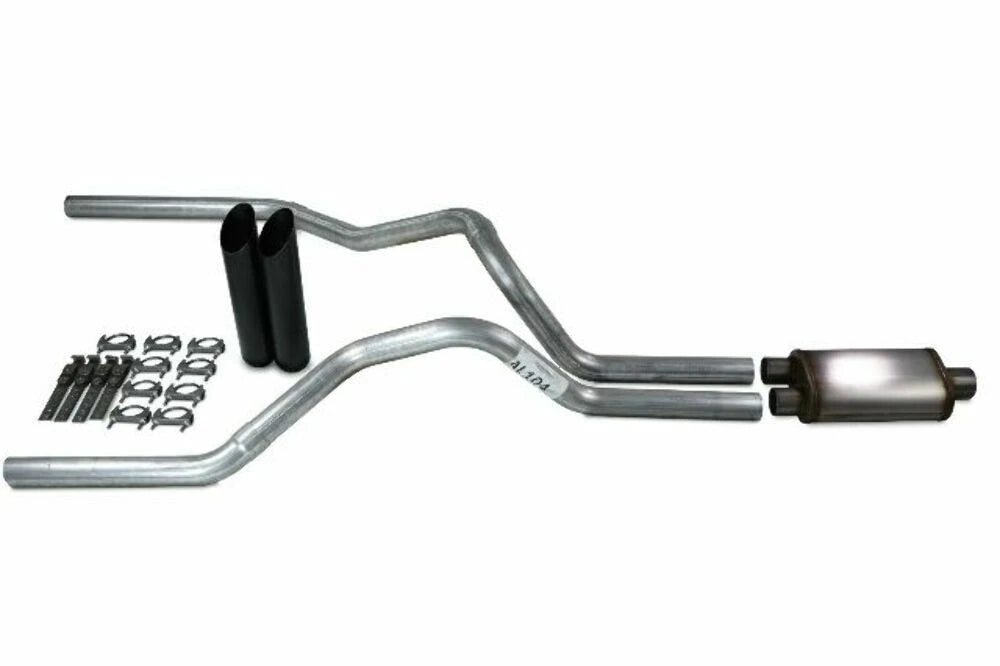 Dual Exhaust Kit for Chevy GMC 1500 Truck (2019–2025) - 2.5" Stainless, Black Tips