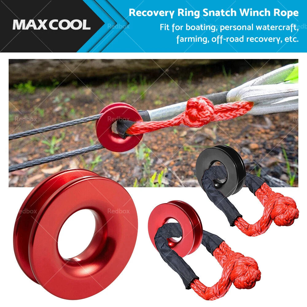 Recovery Ring Snatch Block Pulley for Tow Winch Rope Straps (37479lbs)