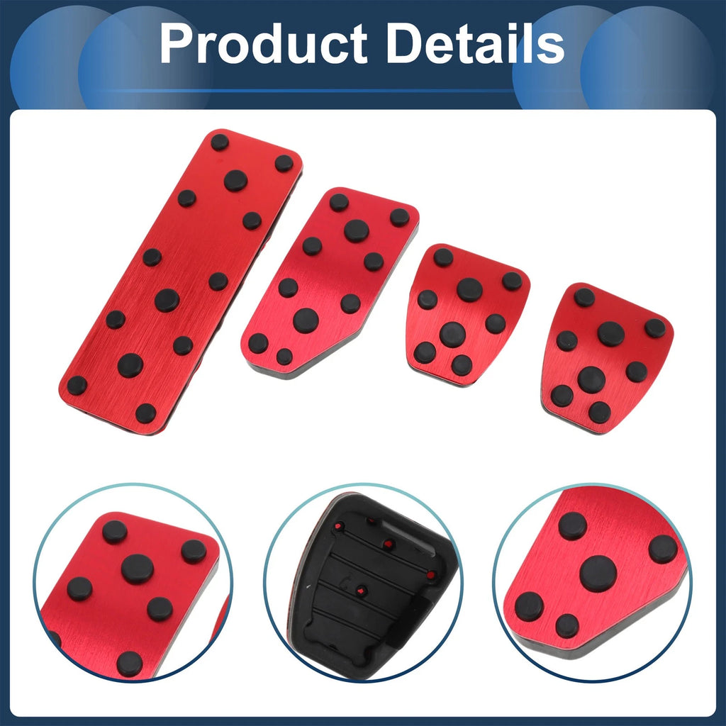 Set of 4 Manual Transmission Foot Accelerator Pedal Covers for Subaru XV (2018–2021) Red