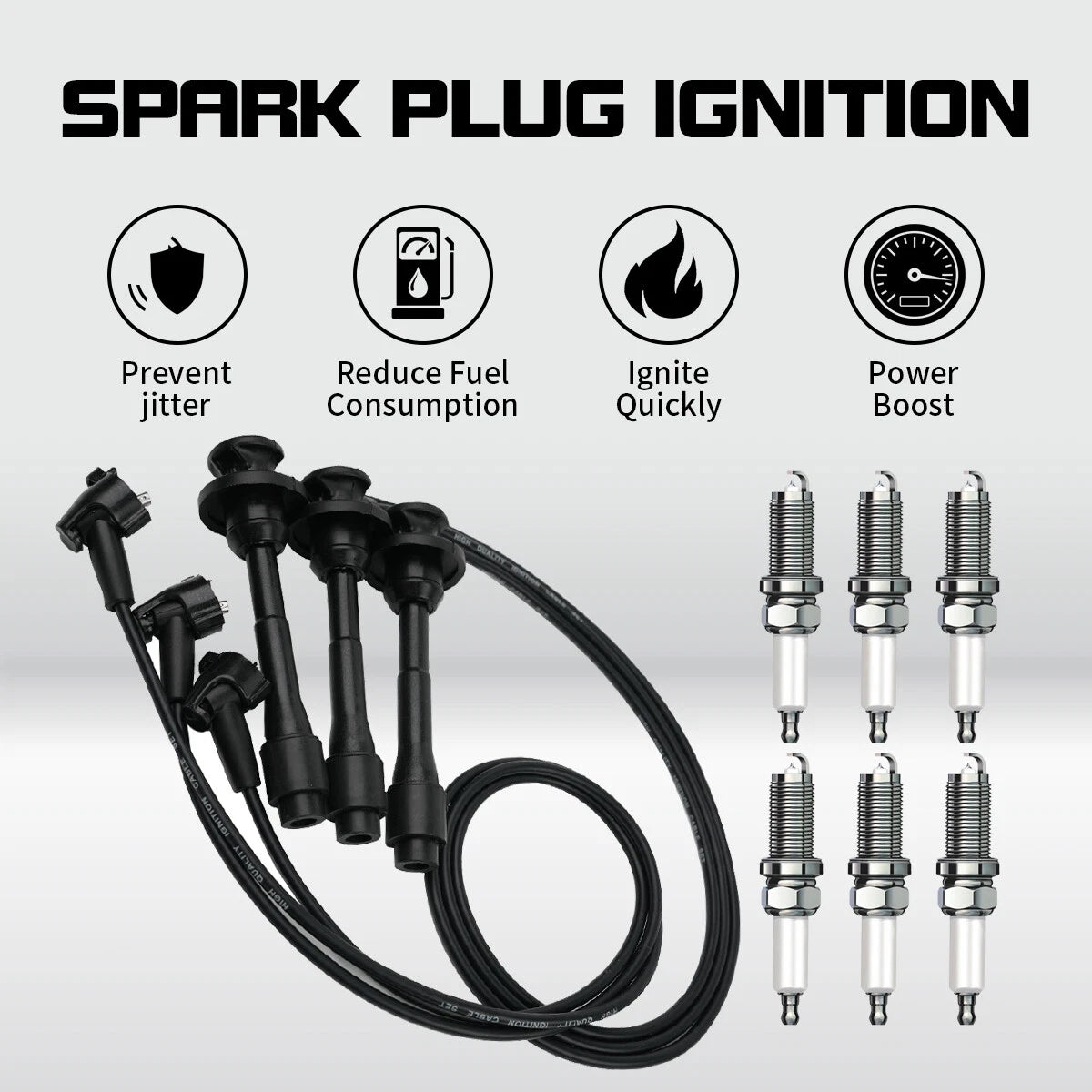 Set of 6 Spark Plugs + 3 Wires for Toyota 4Runner T100 Tundra Tacoma (1995–2004) 671-6185