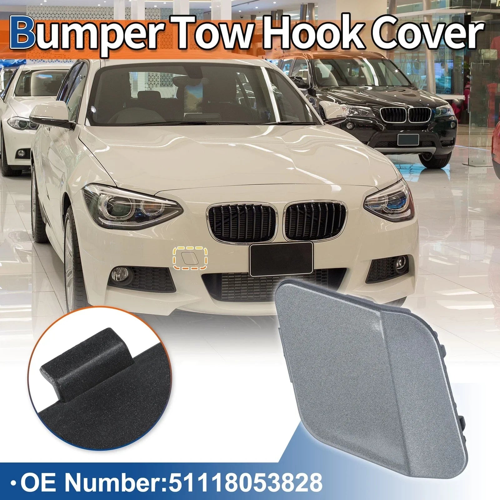 Front Tow Hook Cover for BMW 114i (2012-2014) Mineral Grey