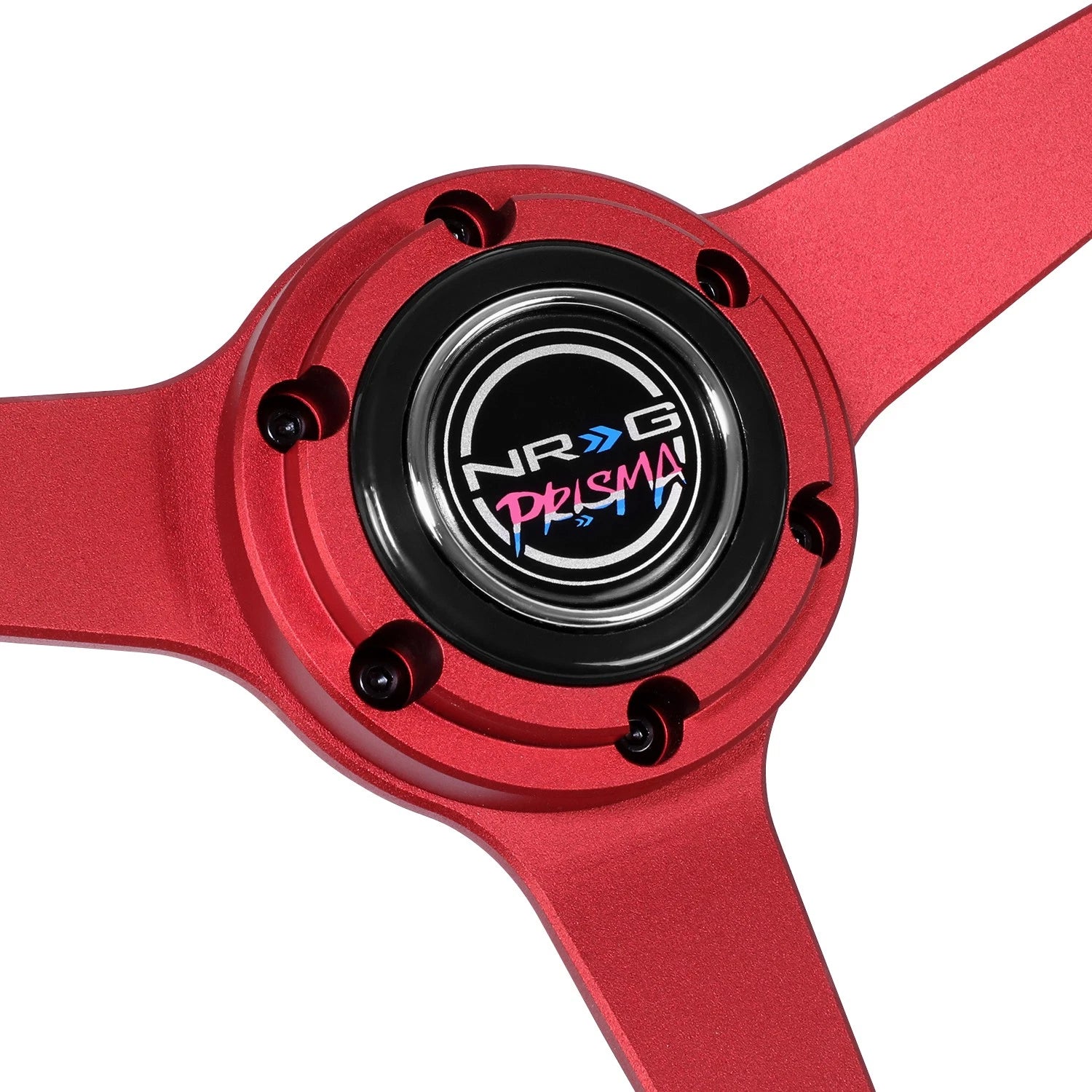 330mm 1" Dish Steering Wheel for NRG 3 Solid Spoke (All Aluminum, Red)