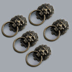 Set of 5 Antique Lion Head Pull Handles for Cabinet Drawer Furniture